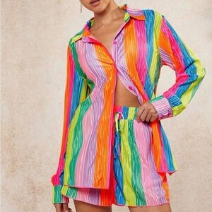 SHEIN Multicolor Striped Swim Coverup